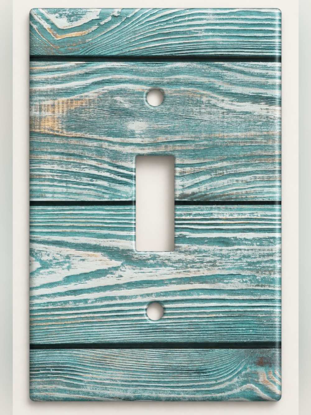 Handmade Teal Distressed Wood Toggle Light Switch Cover Rustic Coastal Decor